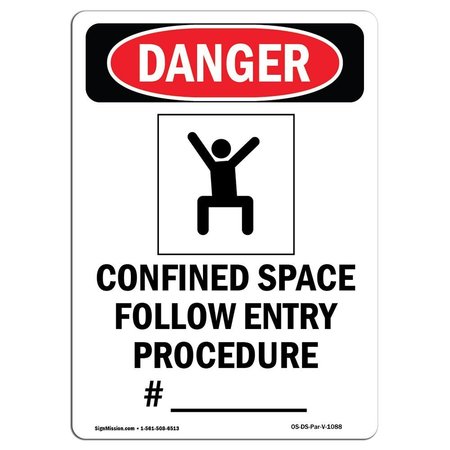 SIGNMISSION OSHA Sign, Confined Space Follow, 5in X 3.5in Decal, 3.5" W, 5" H, Portrait, OS-DS-D-35-V-1088 OS-DS-D-35-V-1088